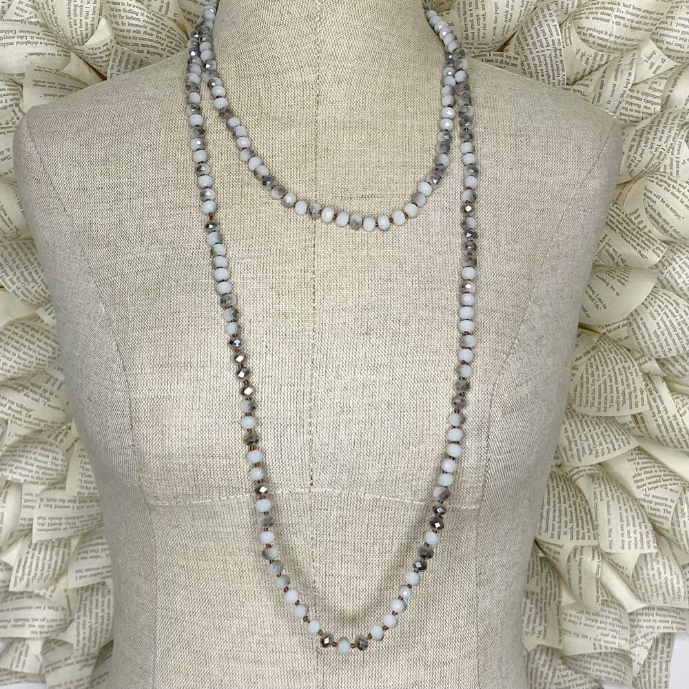 Endless Gunmetal Opaque Glass Bead Necklace